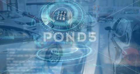 Image of question marks, data processing and gear over cars: Graphic ...