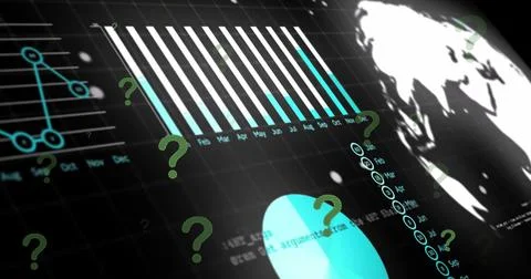 Image of question marks over data processing Stock Illustration