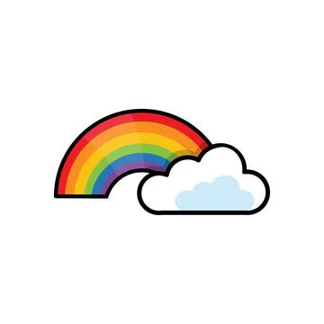 Image of a rainbow and clouds, pop art comic style. Vector illustration isolated Illustrazione stock