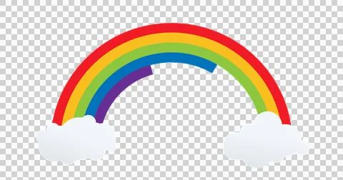 Image of rainbow moving on loop and clouds over transparent background Illustrazione stock