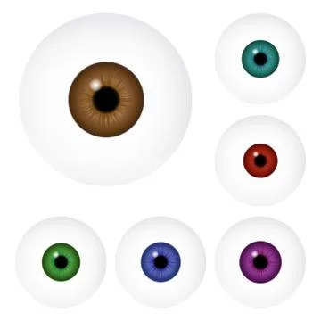Image of realistic human eye ball with colorful pupil, iris. Vector illustrat Stock Illustration