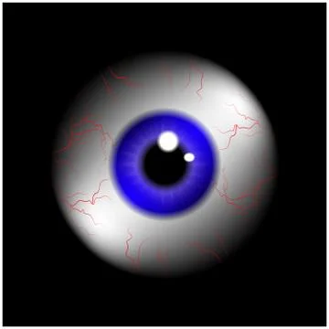 Image of realistic human eye ball with blue pupil, iris. Vector illustration  Illustrazione stock