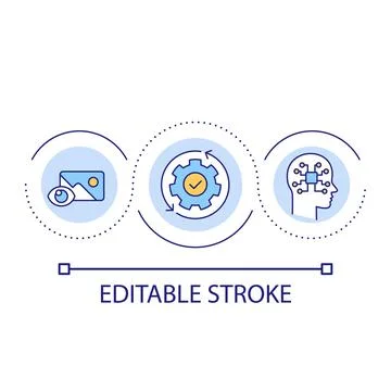 Image recognition by AI loop concept icon Stock Illustration