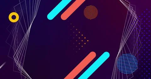 Image of red and blue lines and shapes moving over white 3d network structure on 스톡 일러스트