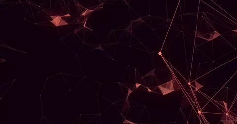 Image of red communication networks moving on black background Stock Photos