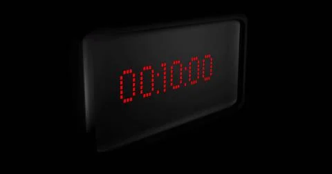 Image of red digital timer changing on black background Illustrazione stock
