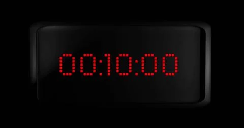 Image of red digital timer changing on black background Stock Illustration