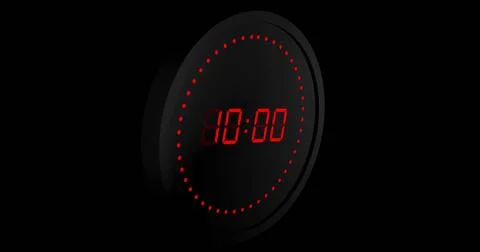 Image of red digital timer changing on black background Stock Illustration