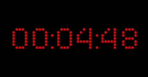 Image of red digital timer changing on black background Stock Illustration