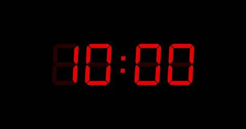 Image of red digital timer changing on black background Stockillustratie