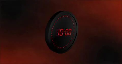 Image of red digital timer changing on red and black background Stock Illustration