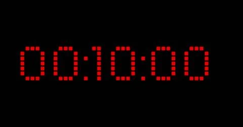 Image of red digital timer changing on black background Illustrazione stock