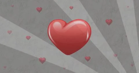 Image of red hearts over grey stripes spinning Stock Illustration