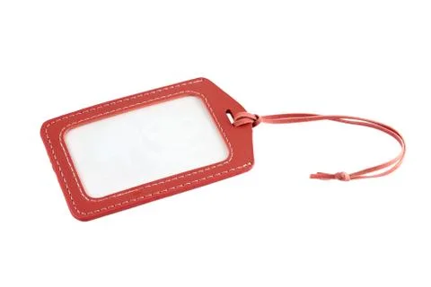 Image of red leather labels Stock Photos