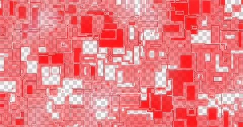 Image of red shapes moving over transparent background Ilustração Stock