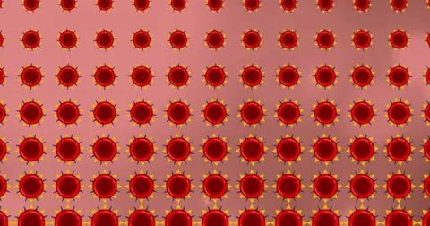 Image of red shapes moving over light spots Illustrazione stock