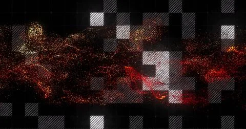 Image of red spots over data processing on black background Stock Photos