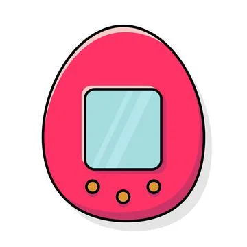 Image of a red tamagotchi. Vector illustration. Stock Illustration
