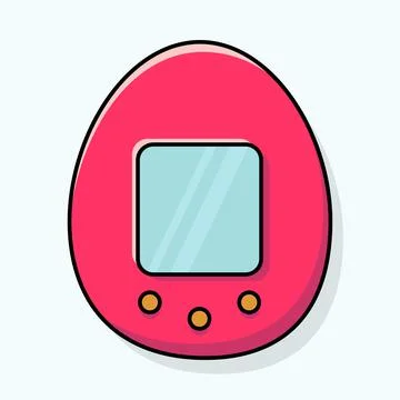 Image of a red tamagotchi. Vector illustration. イラスト素材