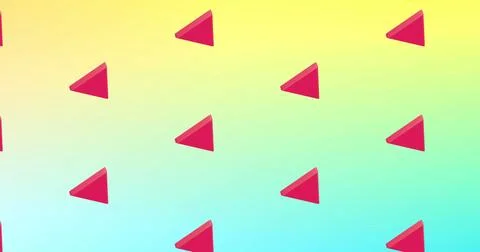 Image of red triangles repeated on yellow and green background Stock Photos