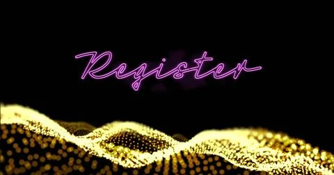 Image of register text over yellow spots 写真素材