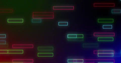 Image of repeatable neon rectangles moving on black background Stock Illustration