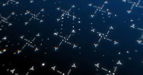 Image of repeatable shapes moving on navy background Illustrazione stock
