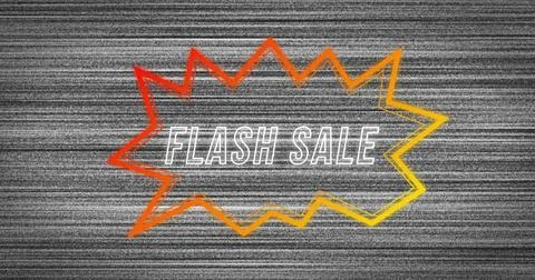 Image of retro flash sale text in neon red to yellow speech bubble on distressed Stock Illustration