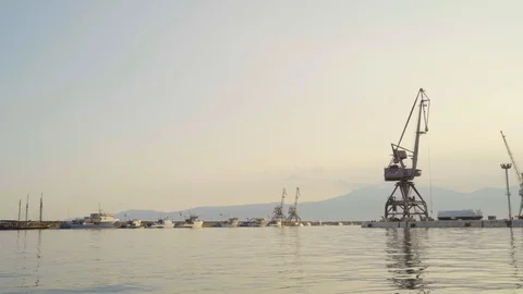 Image of Rijeka cargo port during scenic sunset, Croatia. Stock-Footage 111287920
