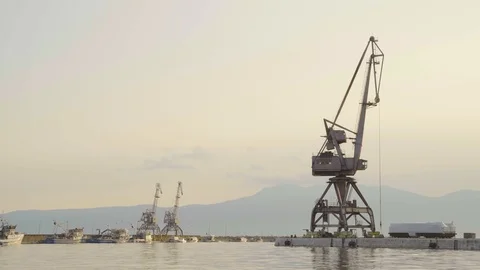 Image of Rijeka cargo port during scenic sunset, Croatia. Stock-Footage 111287967