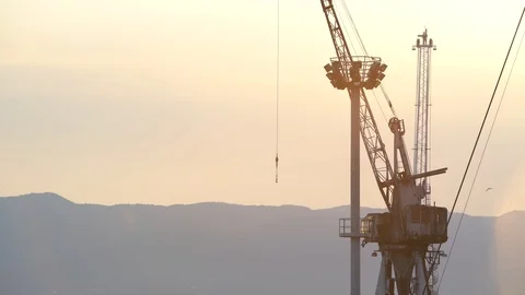 Image of Rijeka cargo port during scenic sunset, Croatia. Stock-Footage 111288175