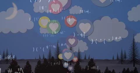 Image of rising over data processing on blue background Foto stock