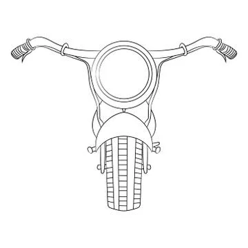 Image of a road motorcycle is a front view. Vector illustration. Hand drawing Illustrazione stock