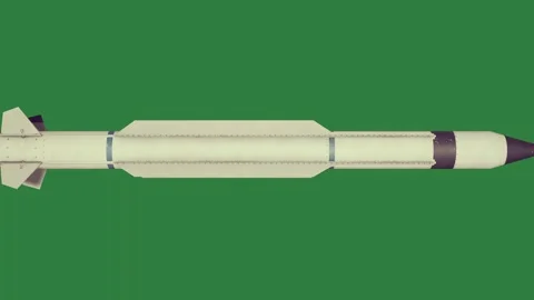 An image of a rocket on green background and model screen missile Stock Footage 337029302
