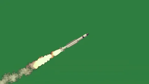 An image of a rocket with smoke coming out and is flying through the air Stock Footage 337029295