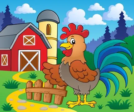 Image with rooster theme - illustration. Stock-Illustration