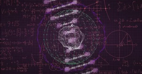 Image of rotating brain over colourful financial data processing Stock Photos