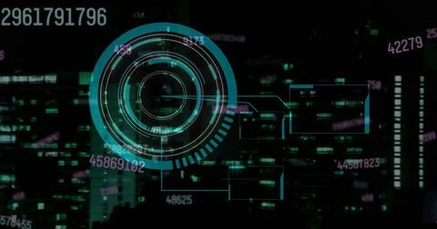 Image of rotating safe lock over data processing on black background Stock Photos