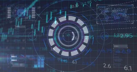 Image of rotating safe over data processing on black background Stock Photos
