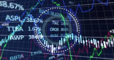 Image of rotating security system scope scanning over caucasian male worker with Stock Illustration