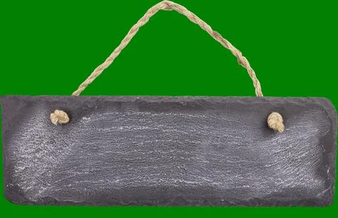 Image of rough grey slate blank sign with copy space, hanging on string Stock Illustration