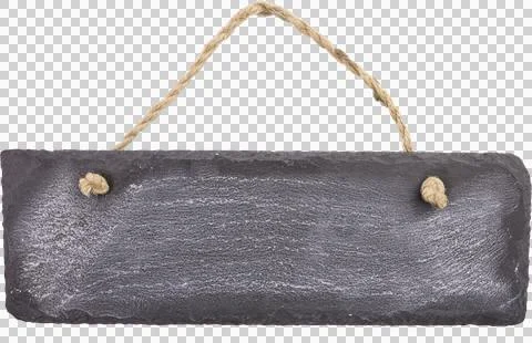 Image of rough grey slate blank sign with copy space, hanging on string Stock Photos