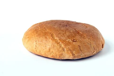 Image of a round bread on a white background. Stock Photos