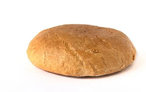 Image of a round bread on a white background. Stock Photos