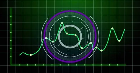 Image of round scanner and statistical data processing over grid network on Stock Photos