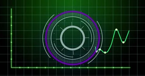 Image of round scanner and statistical data processing over grid network on 写真素材