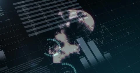 Image of ruble symbol over data processing Illustrazione stock