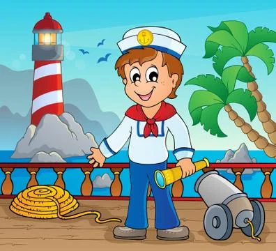 Image with sailor theme - illustration. Stock Illustration