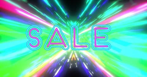 Image of sale text on multi coloured background Stock Illustration