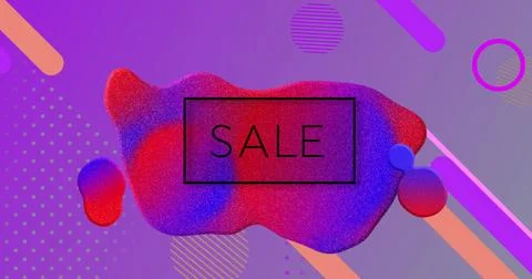 Image of sale text in rectangle on abstract pattern, geometric shapes over Stock Photos